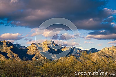 Beautiful view of Santa Catalina mountain range near Tuscon Stock Photo