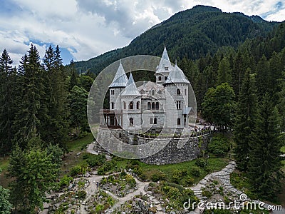 Beautiful view of the Savoy Castle in Gressoney-Saint-Jean, Italy Stock Photo