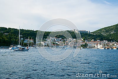 Beautiful view of the seashore from yacht. Editorial Stock Photo