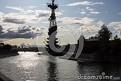 View of the monument to Peter the great on the Moscow river Editorial Stock Photo