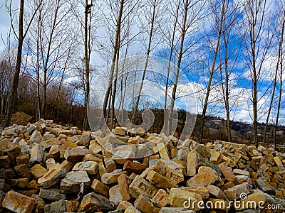 A Beautiful View Bricks and blue sky. Stock Photo