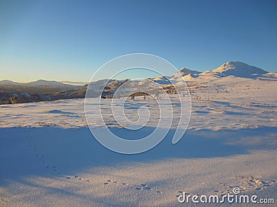 Beautiful view of a snow covered landscape in Tuddal, Norway Stock Photo