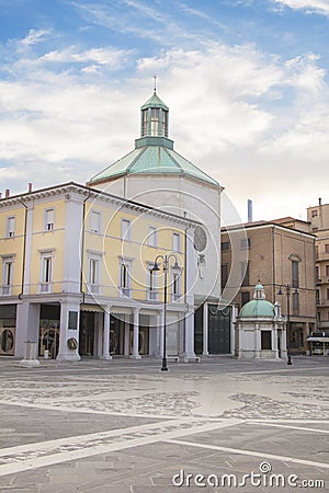 Beautiful view of the Square of the Three Martyrs in Rimini, Italy Stock Photo
