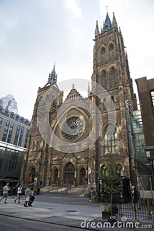 Beautiful view of St. James United Church in Montreal Editorial Stock Photo