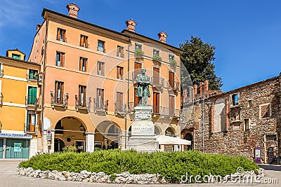 Beautiful view of Statua Di Fedele Lampertico in Vicenza Editorial Stock Photo