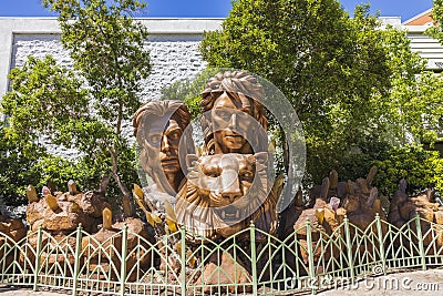 Beautiful view of statue of Siegfried and Roy at Mirage casino hotel, Las Vegas, Nevada, Editorial Stock Photo