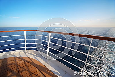 Beautiful view from stern of big cruise ship Stock Photo