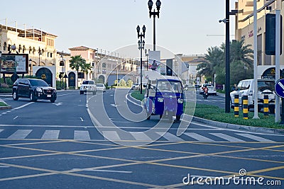 Beautiful view of a street in The Pearl Qatar Editorial Stock Photo