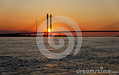 Beautiful view of sunrise near Indian River Bridge, Bethany Beach, Delaware, U.S.A Stock Photo