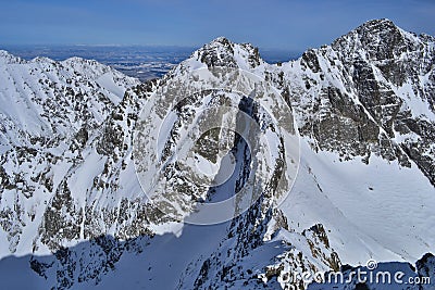 Beautiful view of the Tatra mountains in sunny and chilly day. Stock Photo