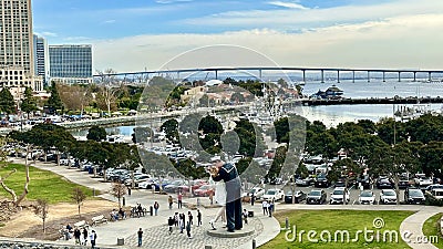 Tuna Harbor Park, San Diego, a view from USS Midway Museum Editorial Stock Photo