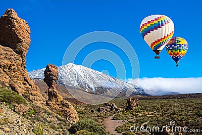 Beautiful view of unique Roque Cinchado and Teide, Tenerife, Canary Islands Stock Photo