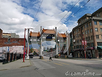 Beautiful view of Vancouver Chinatown Street scene Editorial Stock Photo