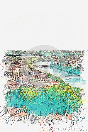 Beautiful view of Verona in Italy. Stock Photo