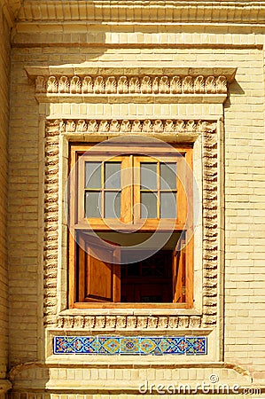 Beautiful view of the window of the ancient Zoroastrian fire temple, Yazd Iran Stock Photo