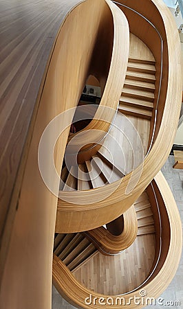 Beautiful view of wooden staircase in the art of gallery of Ontario in Canada Editorial Stock Photo