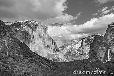 Beautiful view in Yosemite valley with half dome and el capitan Stock Photo