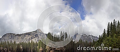 Beautiful view in Yosemite valley with half dome and el capitan Stock Photo