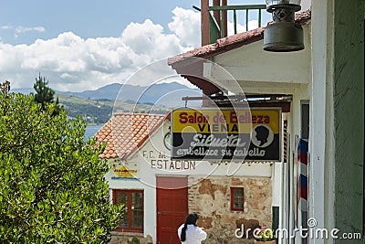 Beautiful viewpoint of antique representation of colonial colombian town Editorial Stock Photo