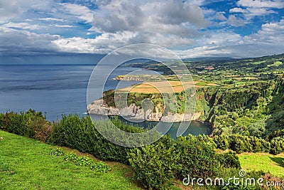 Beautiful viewpoint on the Sao Miguel island Stock Photo