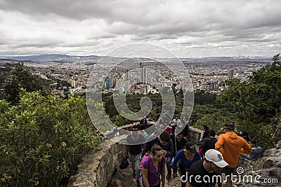 Beautiful views of Bogota from the Monserrate Trail Editorial Stock Photo