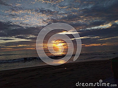 Beautiful views sunset in beach west sumatra Stock Photo
