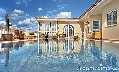 Beautiful villa with pool Stock Photo