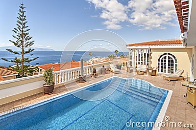 Beautiful villa with pool Stock Photo