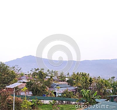 A beautiful village of a hill area in Assam state Stock Photo