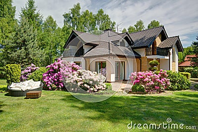 Beautiful village house with garden Stock Photo