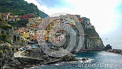 Beautiful Village, Manarola, Cinque Terre National Park, Italy Editorial Stock Photo