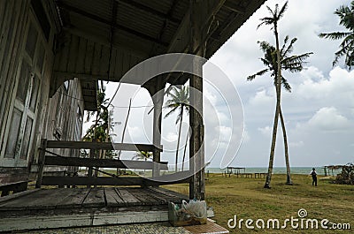 Beautiful village in Terengganu, Malaysia near the beach surrounded by coconut tree under bright sun at sunny day Editorial Stock Photo