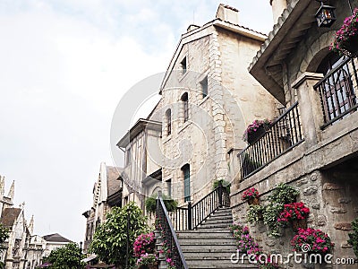 The beautiful vintage building European style at Banahill, Danag city, Vietnam Stock Photo