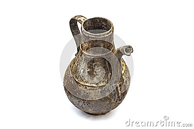 Beautiful vintage cast iron jug on white isolated background Stock Photo