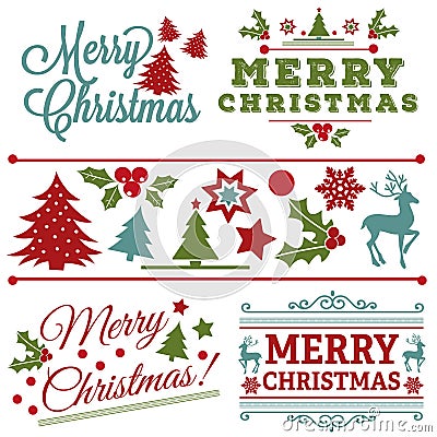 Beautiful vintage Christmas Label Set Vector Illustration