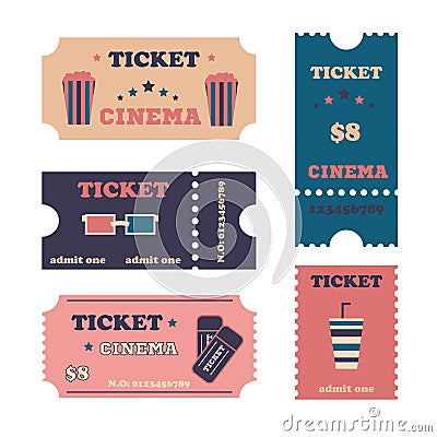 Beautiful vintage cinema or theater tickets. Stock Photo