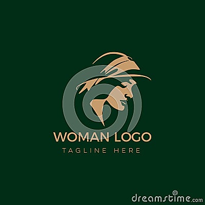 Beautiful VINTAGE woman`s face logo design template. Hair, girl, Abstract design concept for beauty salon, massage, magazine, cosm Vector Illustration
