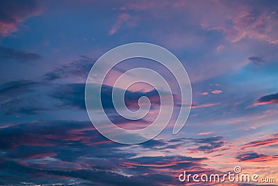 Beautiful Violet Heavenly Sunset Sky Stock Photo