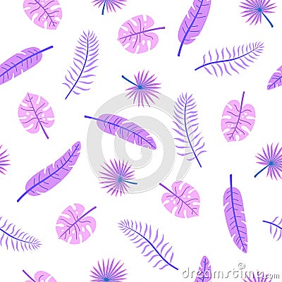 Beautiful violet tropical leaves. Vector Illustration