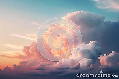 beautiful voluminous clouds at pink dawn Stock Photo