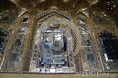 Beautiful wall of Chehel Sotoun Palace in Isfahan,Iran. Stock Photo