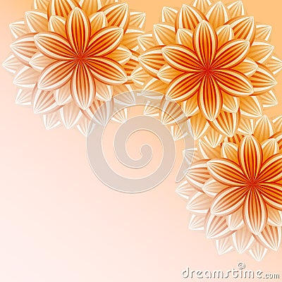 Beautiful wallpaper with orange flowers Vector Illustration