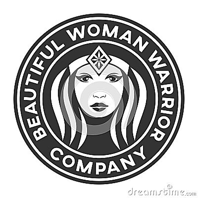 Beautiful warrior woman logo. Vector illustration. Vector Illustration