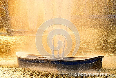 Water Fountain Boat Unique Background Photograph Stock Photo