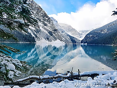 Lake louise in winter, banff national park, alberta, canada Stock Photo