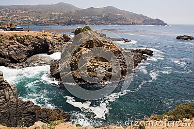 Beautiful Water and Rocks near La Bufadora Stock Photo