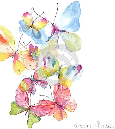 Beautiful watercolor butterfly background Stock Photo