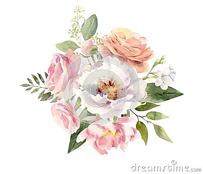 Beautiful watercolor flower arrangement Stock Photo
