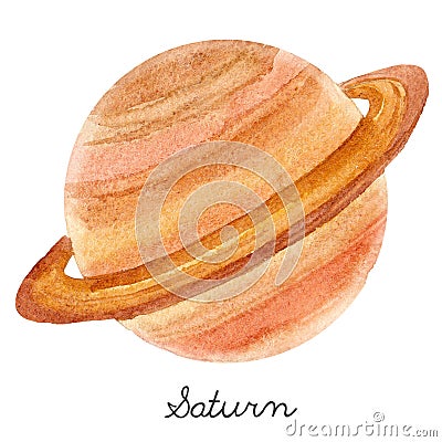 Watercolor Saturn planet illustration Cartoon Illustration