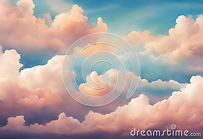 Beautiful watercolor sky and cloud background illustration stock illustrationSky, Paints, Painting, Blue, Textured Stock Photo